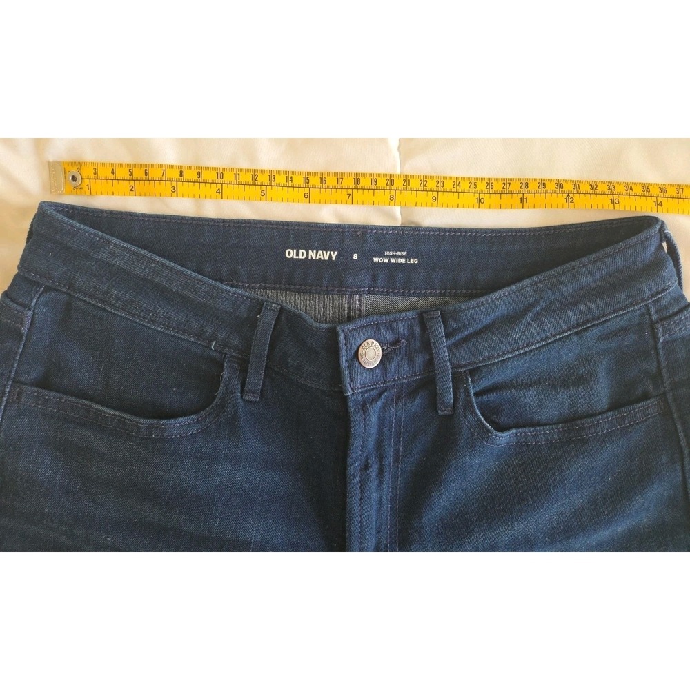 Women's 8 Jeans, High-rise Wow Wide Leg, Dark Wash, Old Navy - Picture 7 of 9